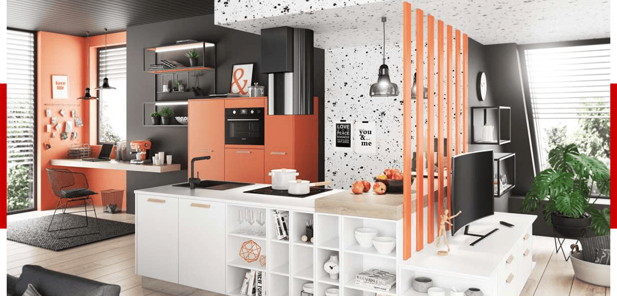 Orangene Küche
